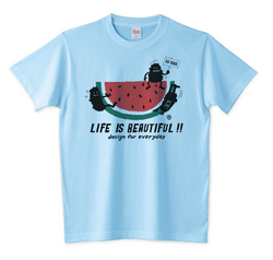 スイカ&モンスター_Tシャツ_ライトブルー