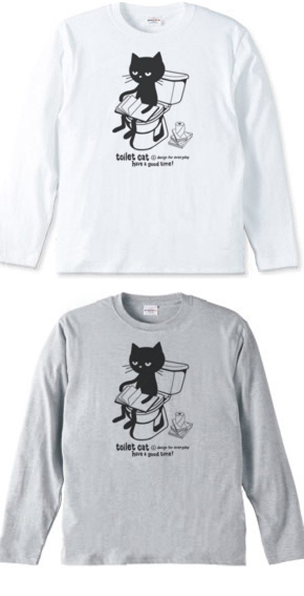 トイレット•キャット(トイレとねこ)長袖Tシャツ.jpg