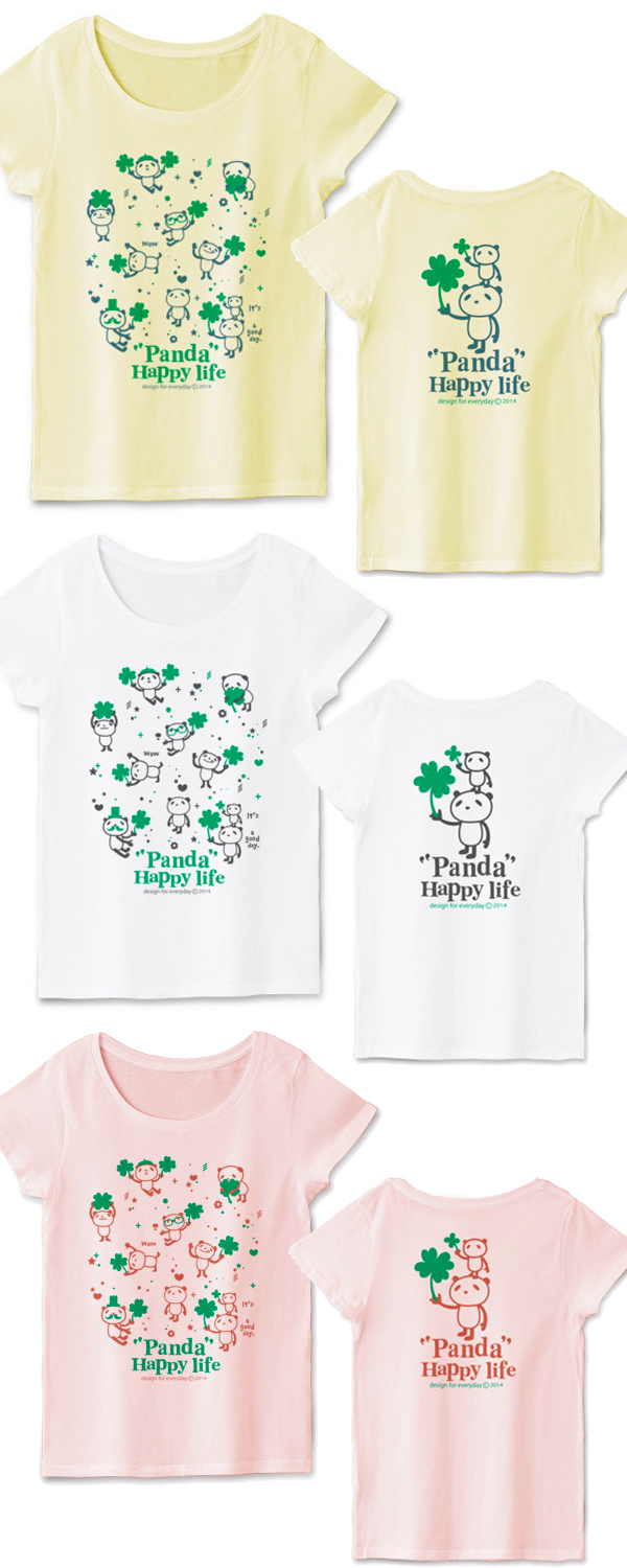パンダとクローバー _レディース_Tシャツ.jpg