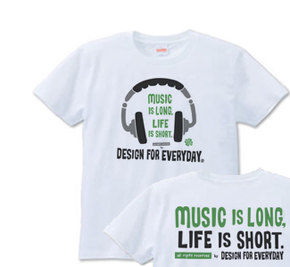 ヘッドホン〜Music is long,Life is short.〜_Tシャツ.jpg